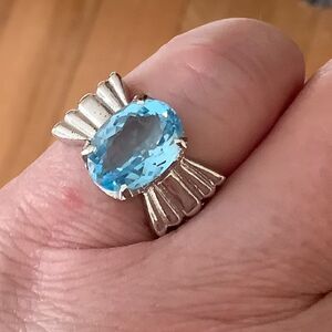 NWOT 𝅺STERLING SILVER 925 BLUE TOPAZ RING SIZE US 6.25​​